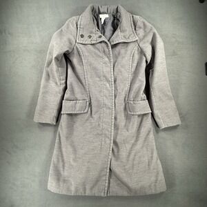 H & M WOMAN'S LONG OVERCOAT COAT SIZE 4 Chest Med Snap Close Pockets Gray